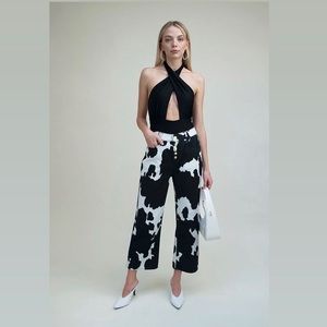 House of Sunny Cow Print Pants
